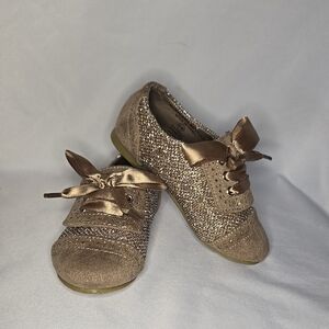 Sparkly Gold Sneakers with Ribbon Laces